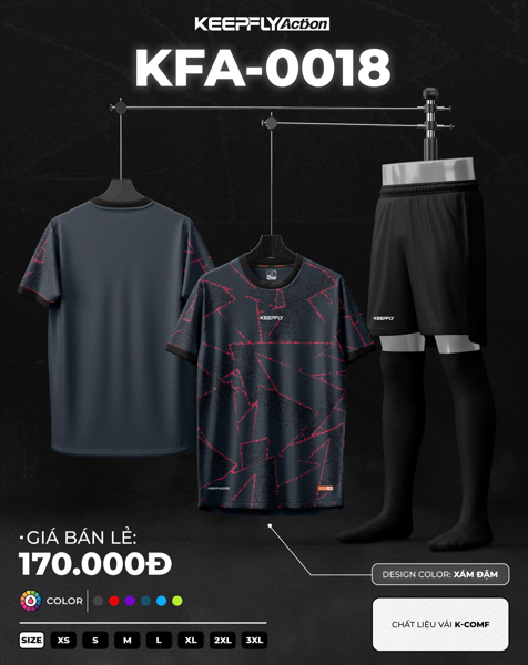 Bộ bóng đá KFA0018 Xám Đậm