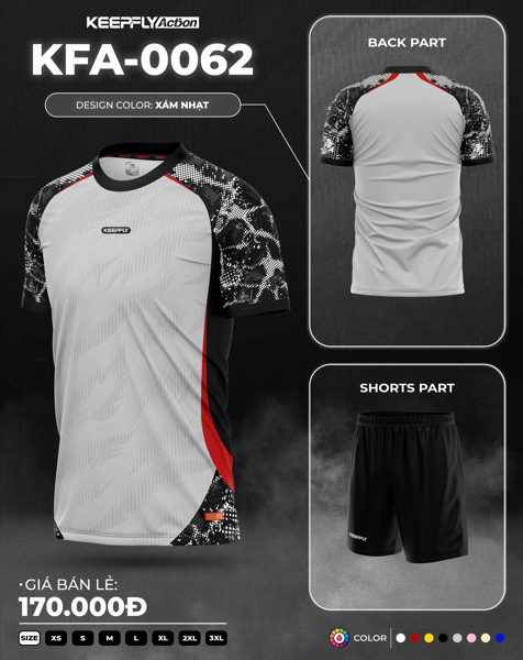 Bộ bóng đá KFA0062 Xám Nhạt