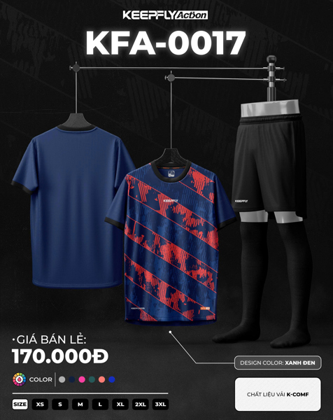 Bộ bóng đá KFA0017 Xanh Đen - Bộ