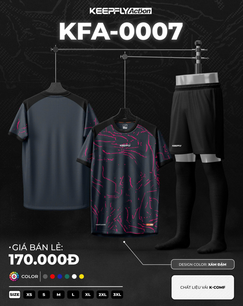 Bộ bóng đá KFA0007 Xám - Bộ
