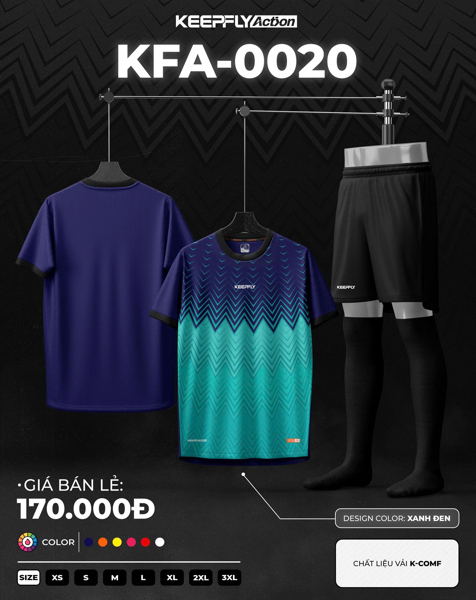 Bộ bóng đá KFA0020 Xanh Đen
