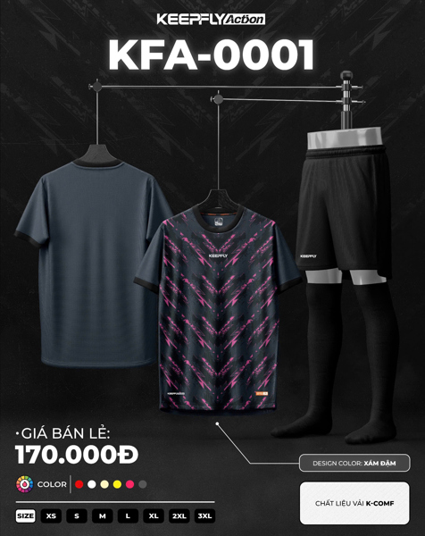 Bộ bóng đá KFA0001 Xám Đậm